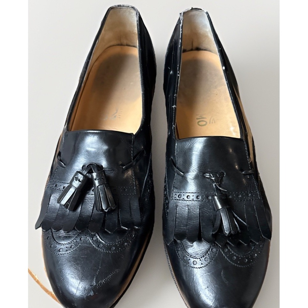 Salvatore Ferragamo Kiltie Tassel Loafer Black Leather Dress Shoes Men's 11.5"D